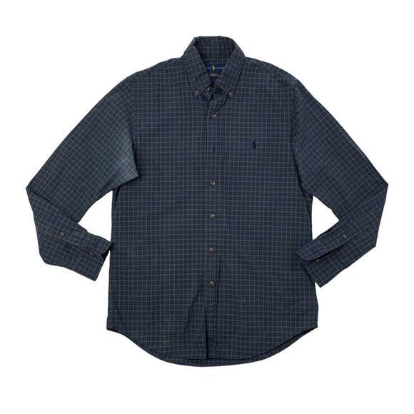 Ralph Lauren Shirt Mens S Royal Blue Cotton Stretch Check Classic Fit *READ - Picture 1 of 10